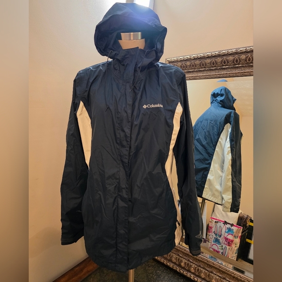 Columbia Arcadia Rain Jacket - Women's Large - Navy and White - Picture 1 of 7